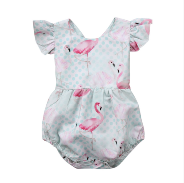Barboteuse bébé fille robe flamant rose
