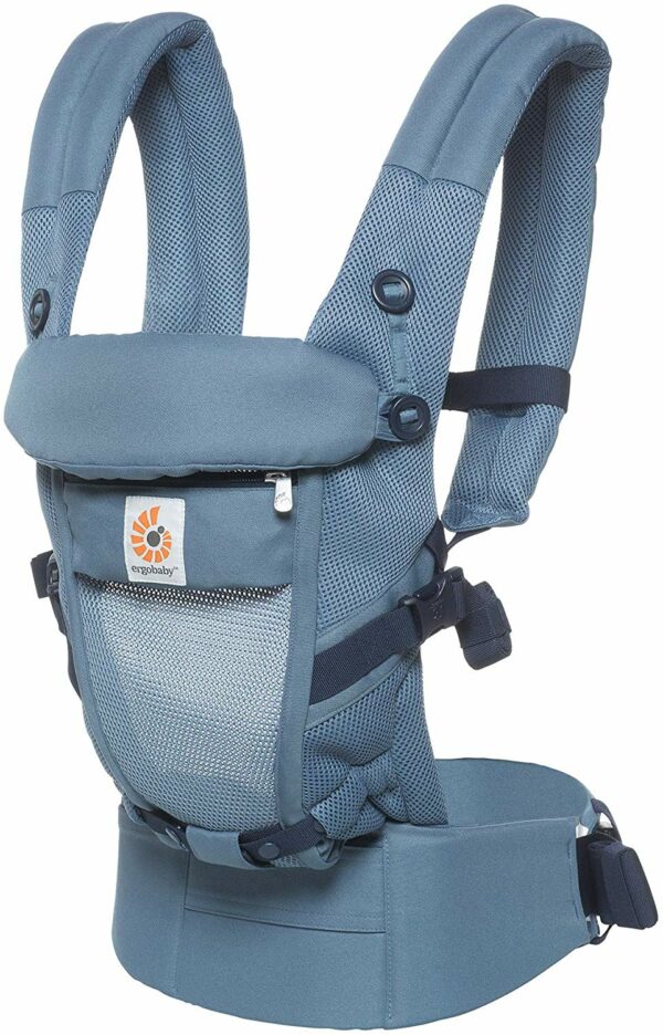Ergobaby Porte Bebe pour Nouveau-né Ergonomique et Physiologique, Bleu Oxford Respirant Adapt 3-Positions, Dorsale et Ventral