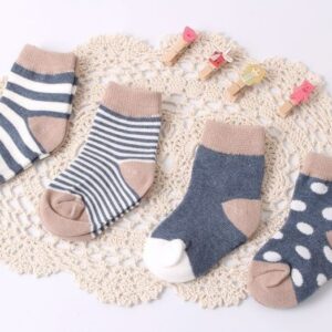 Lot de 4 paires de chaussettes vintage bleues pour bébé