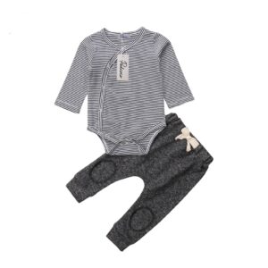 Barboteuse ensemble à rayures automne hiver pour garçon